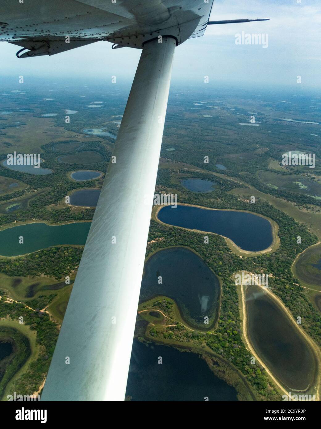 Flying over South Pantanal with a Cessna Caravan Stock Photo
