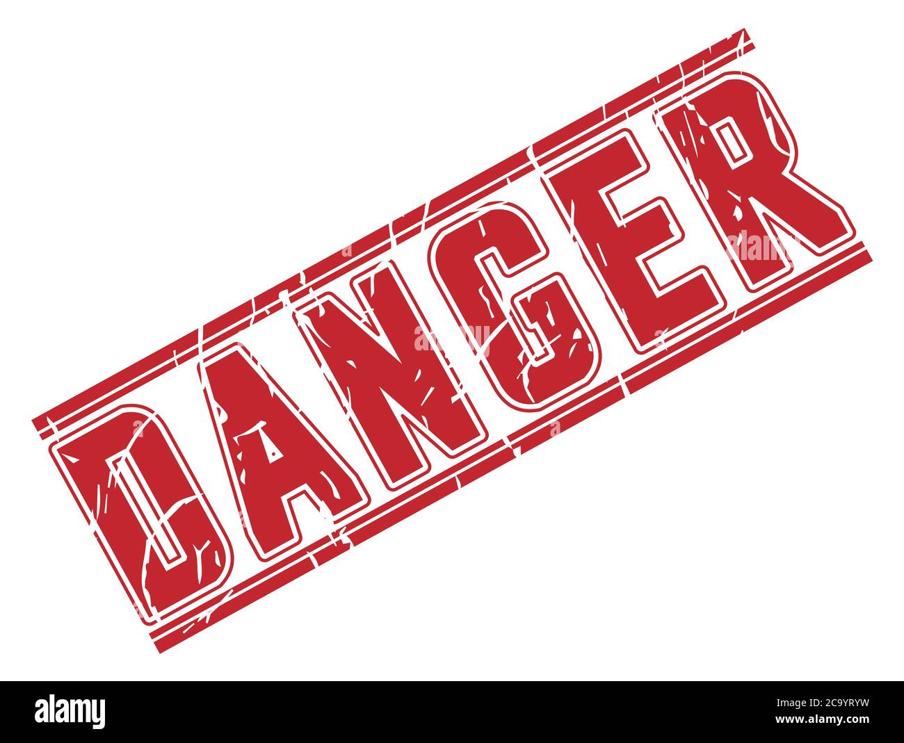 Dangerin Cursive Stamp with the inscription DANGER with scuff. The grunge style. Vector ...