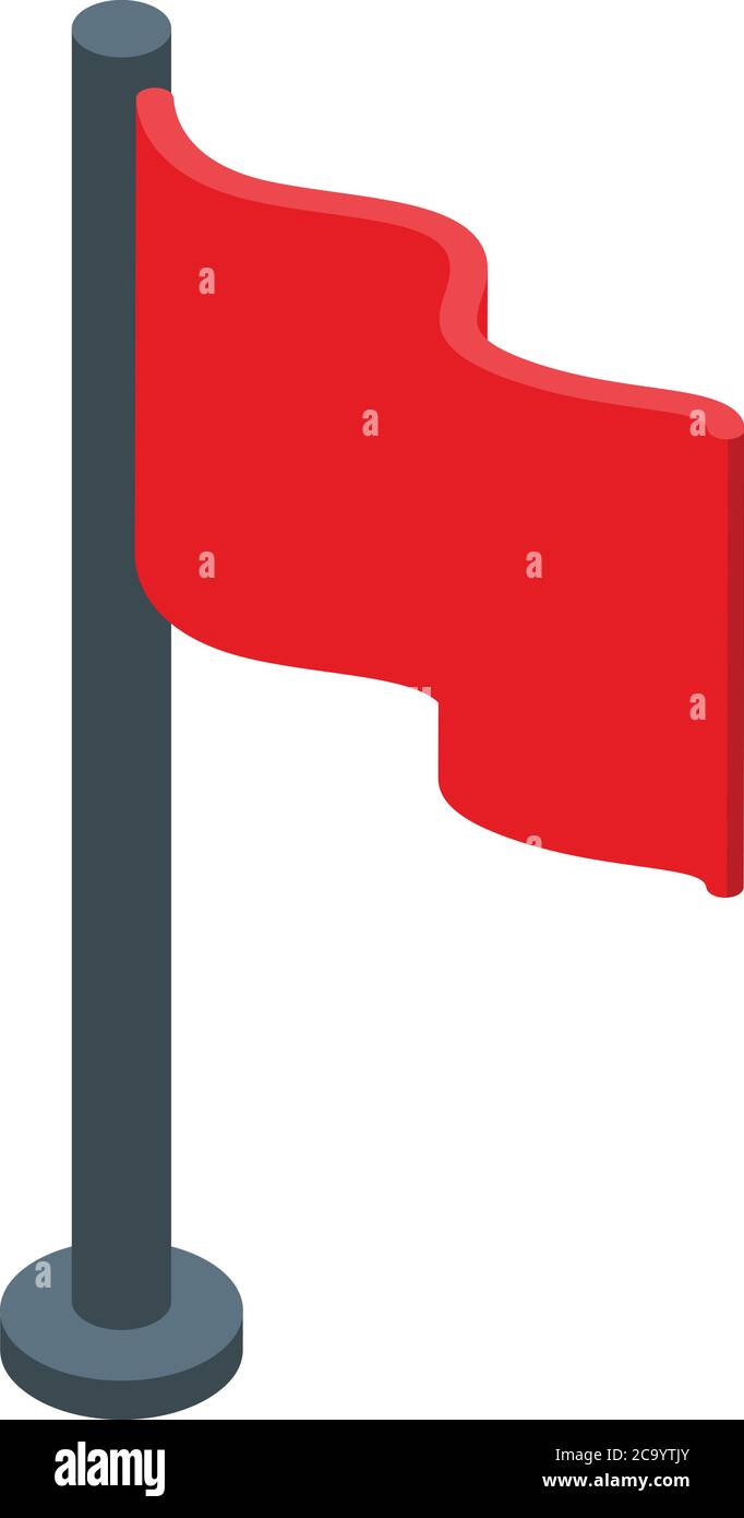 Red flag breakthrough icon, isometric style Stock Vector