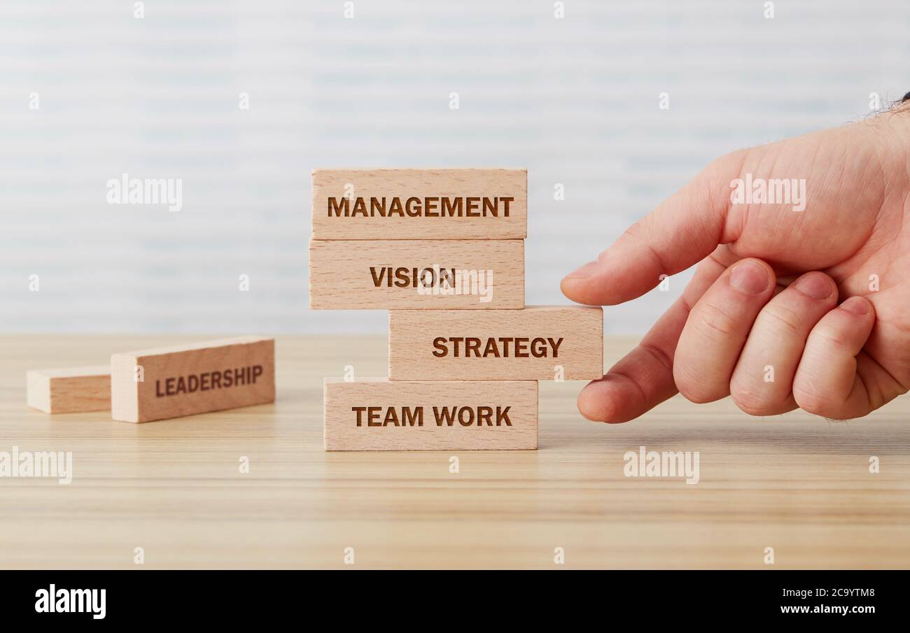 Business strategy wooden cubes concept Stock Photo - Alamy