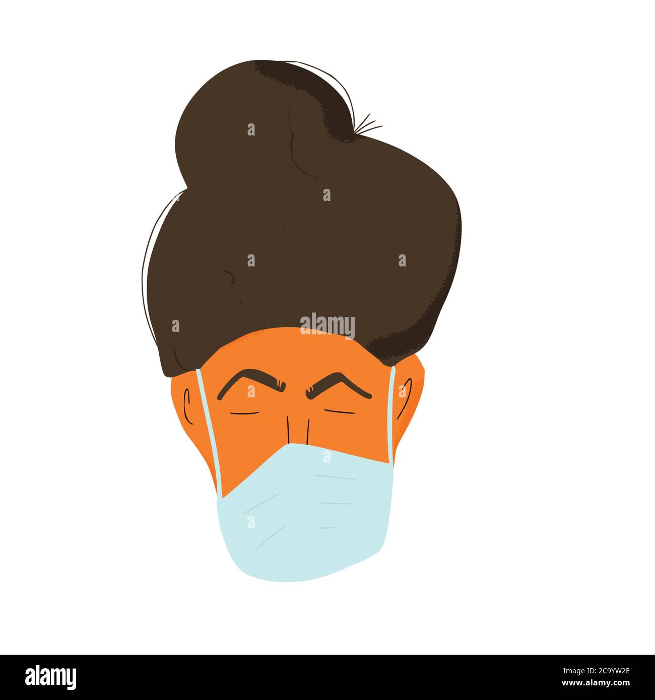Woman in white medical face mask icon. Female patient in prevention ...