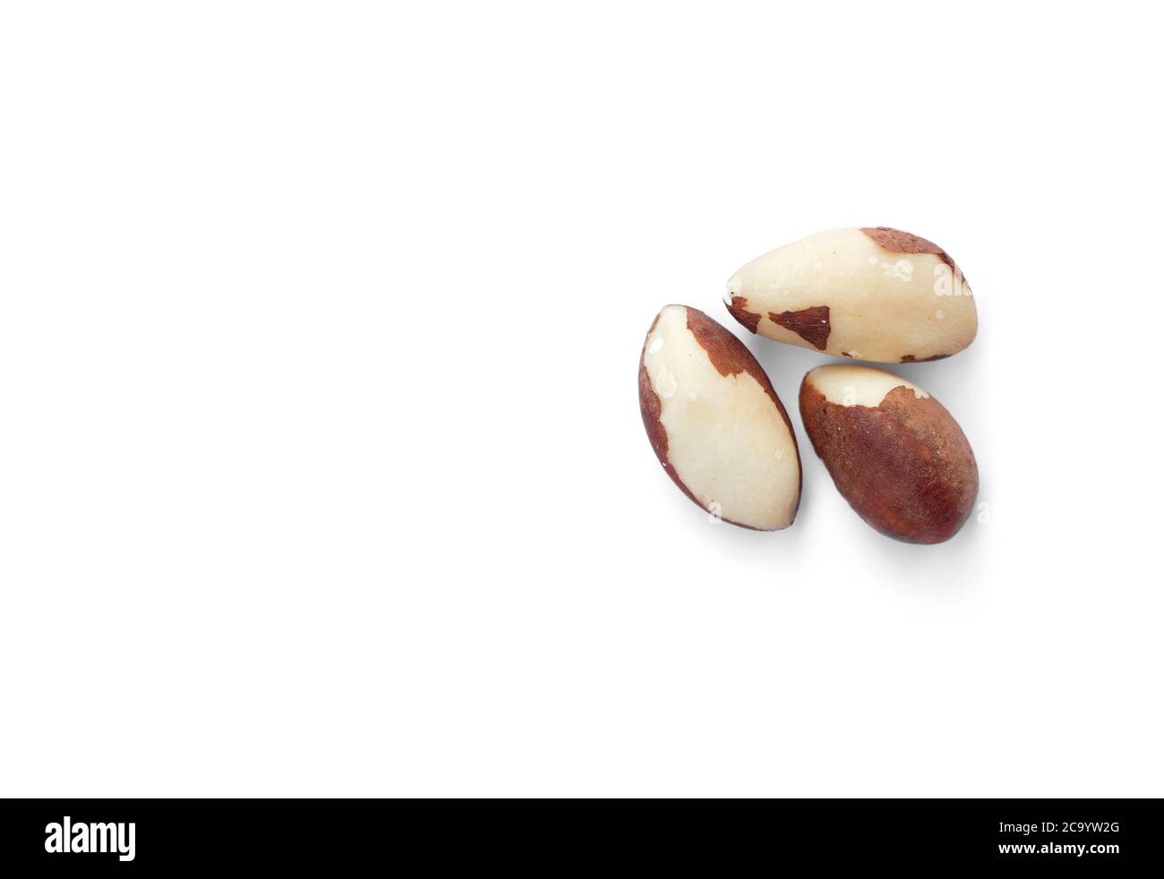 A close-up of Brazil nuts isolated on white background Stock Photo