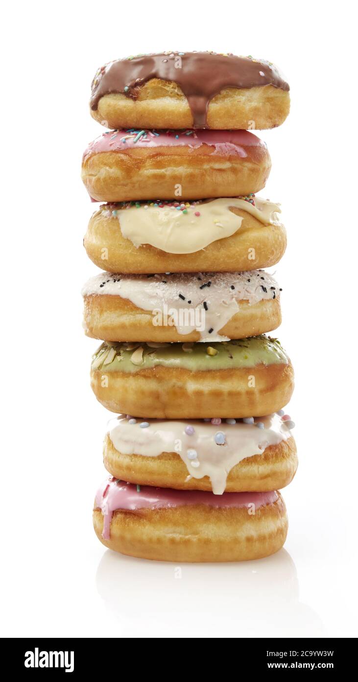Delicious donuts isolated on white Stock Photo - Alamy