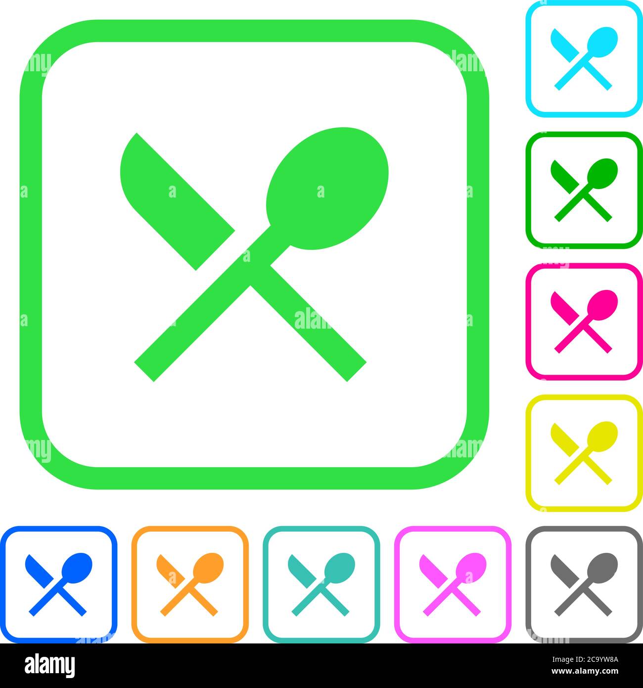 Dining vivid colored flat icons in curved borders on white background ...
