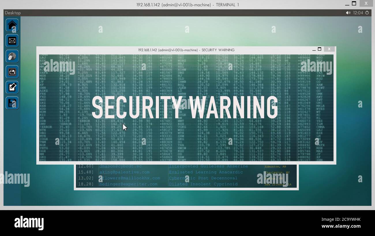 Screen Display Desktop - Security Warning Stock Photo