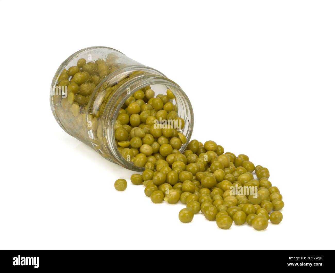 Canned green peas on white background Stock Photo Alamy