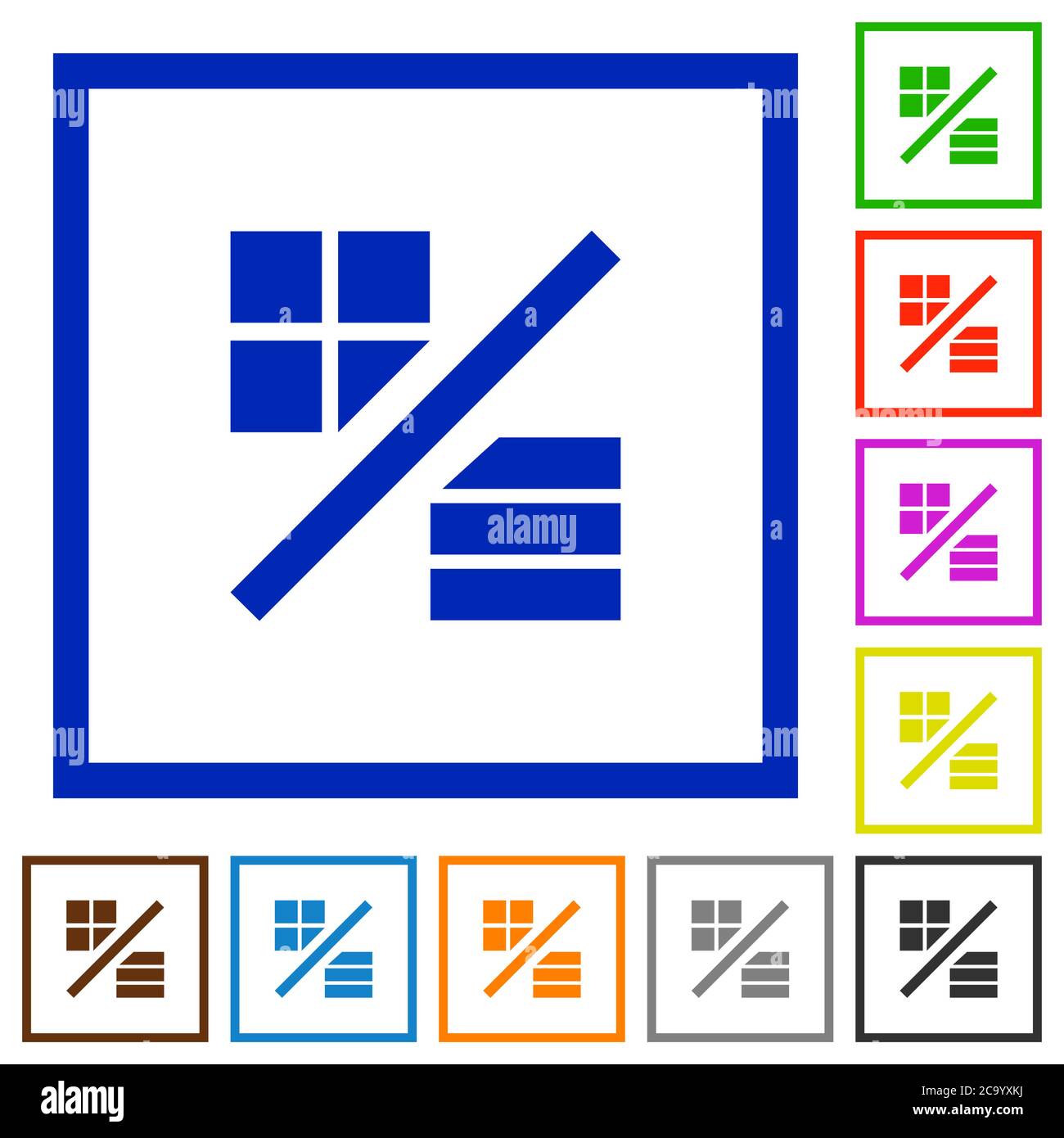 View mode flat color icons in square frames on white background Stock ...