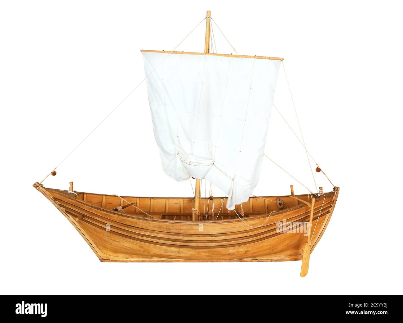 old boat with sail isolated on white background Stock Photo
