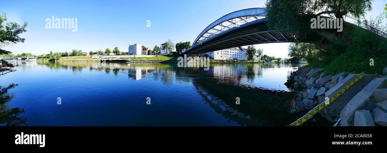 Straubing, Germany: Panorama of the Danube Stock Photo