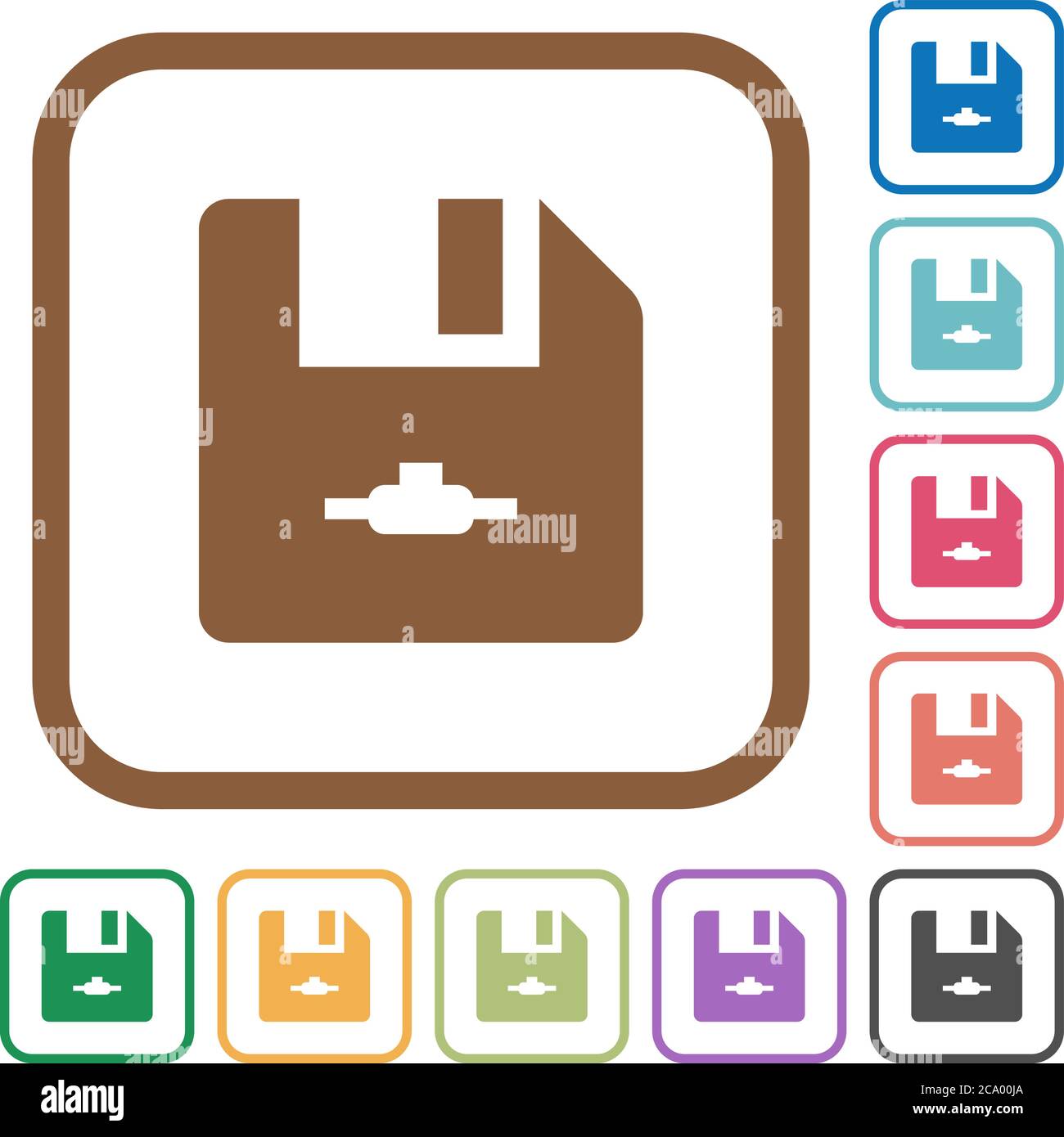 Network file simple icons in color rounded square frames on white background Stock Vector