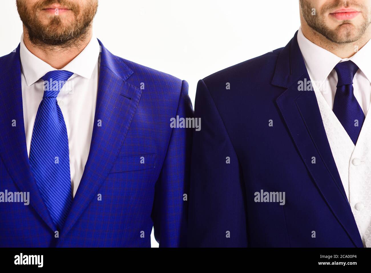 Formal dress code of business companies. White collars concept. Mens