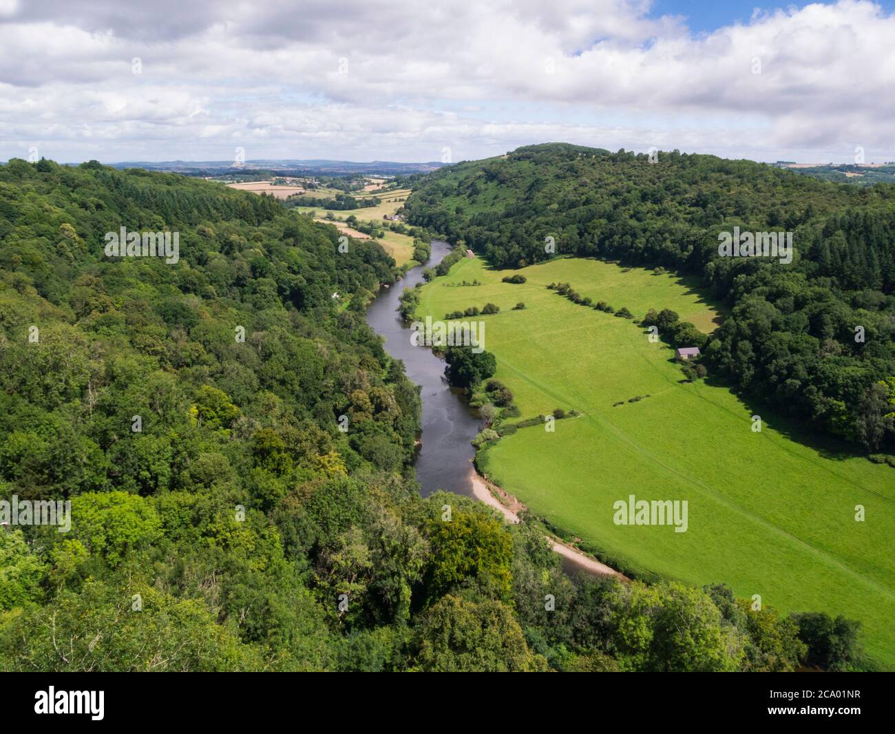 View along Wye Valley from Symonds Yat Rock Gloucestershire England UK on a sunny July day Stock Photo