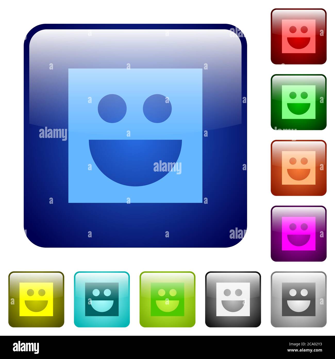 Smiley icons in rounded square color glossy button set Stock Vector ...