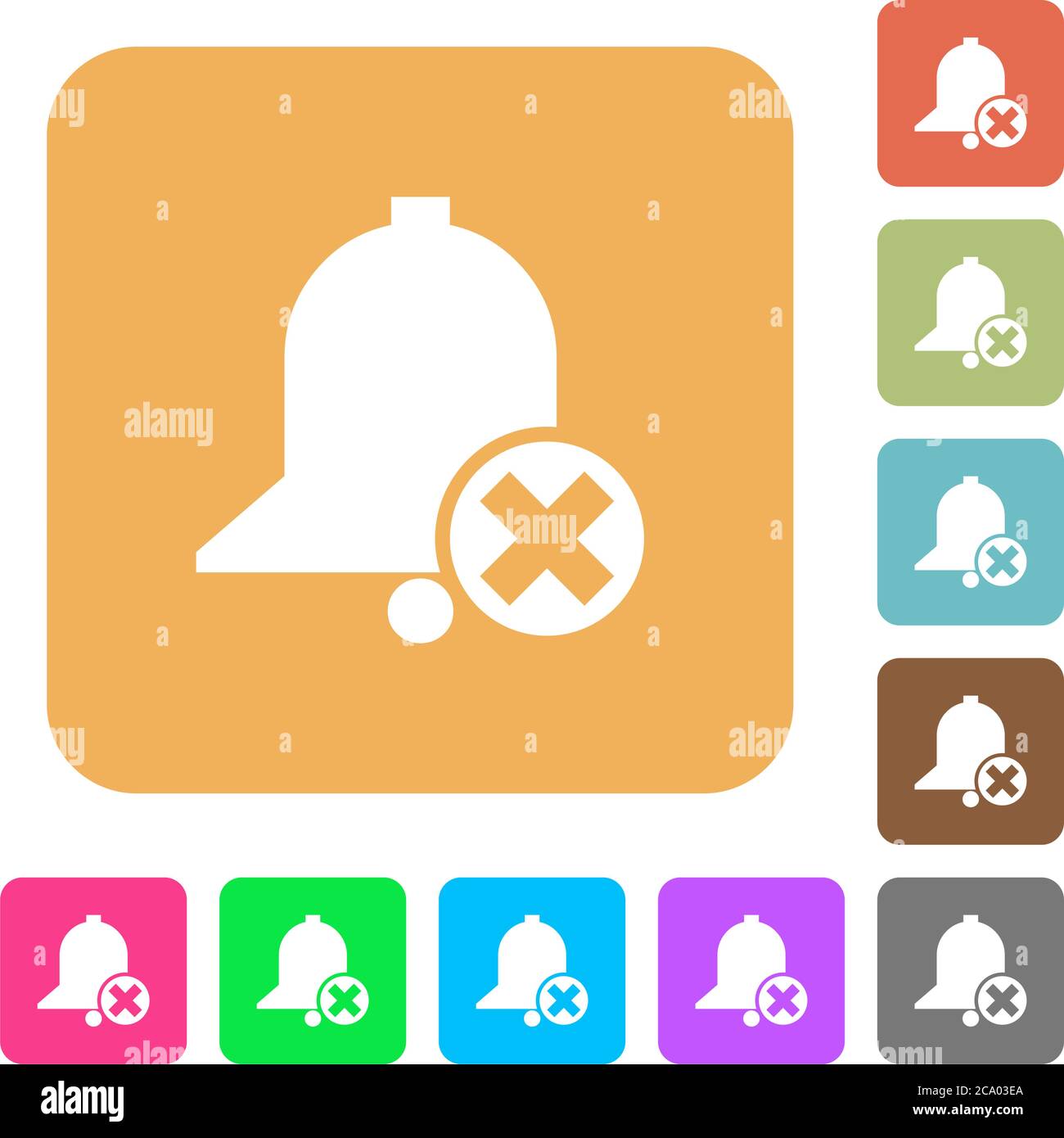 Cancel reminder flat icons on rounded square vivid color backgrounds ...