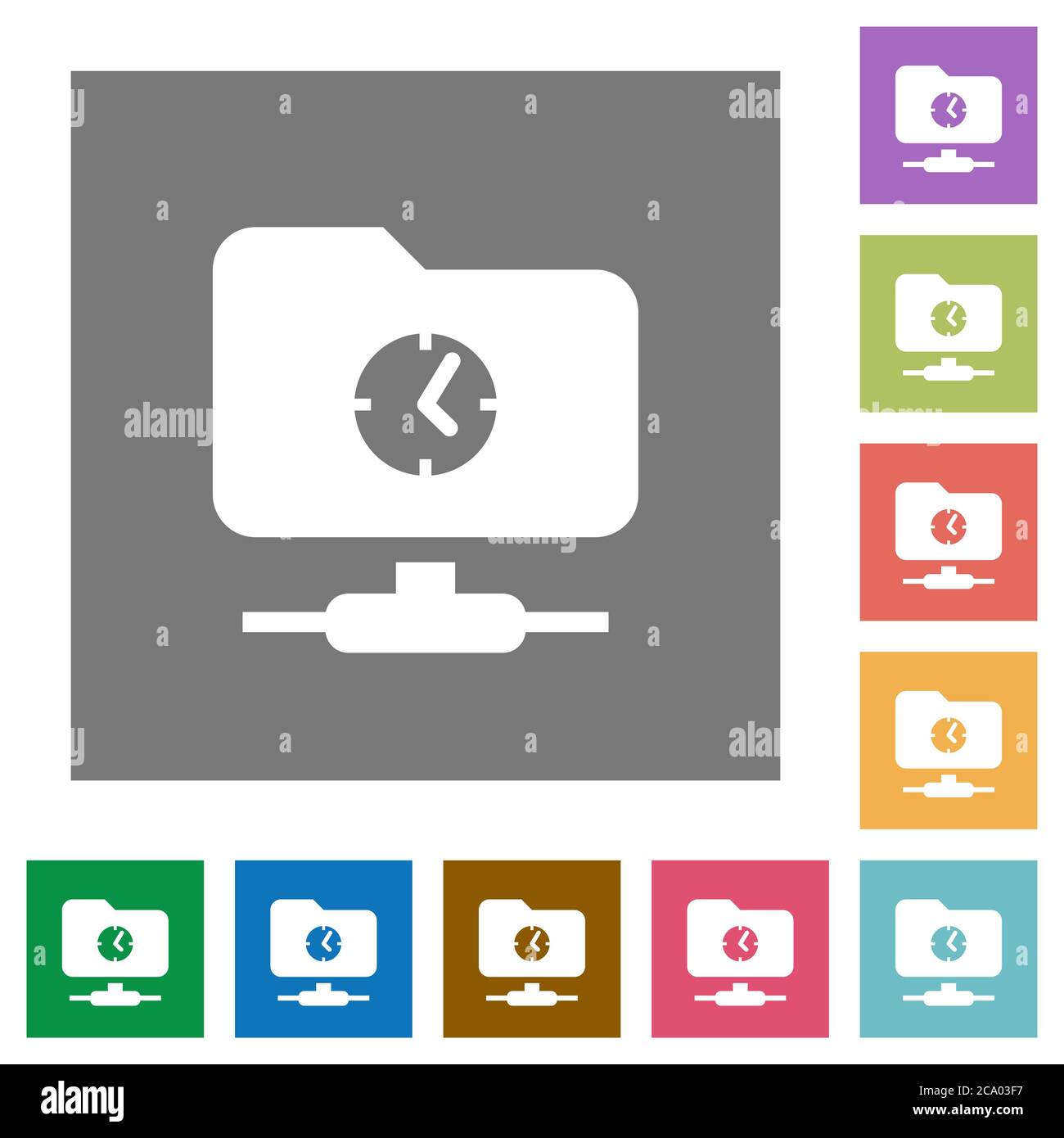 Fast FTP flat icons on simple color square backgrounds Stock Vector