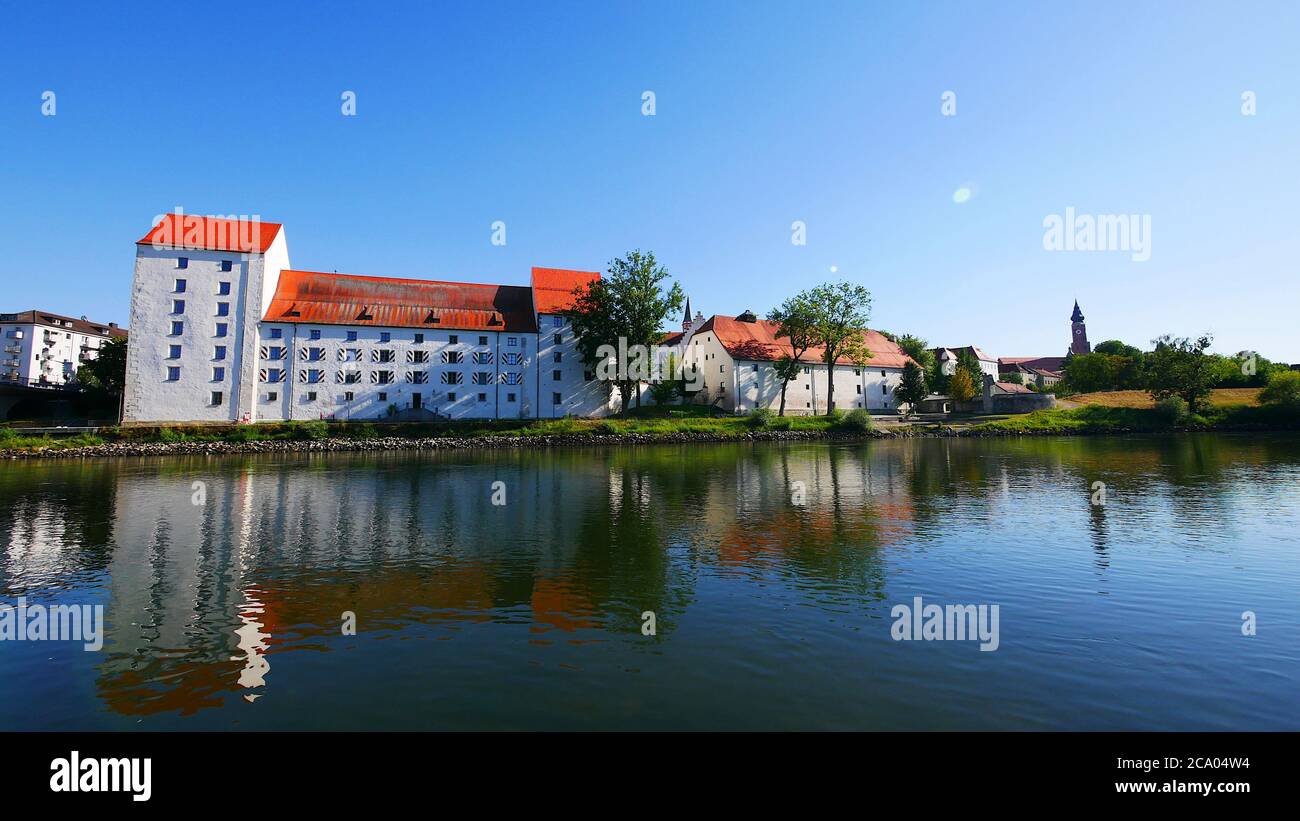 Straubing, Germany: Danube river Stock Photo