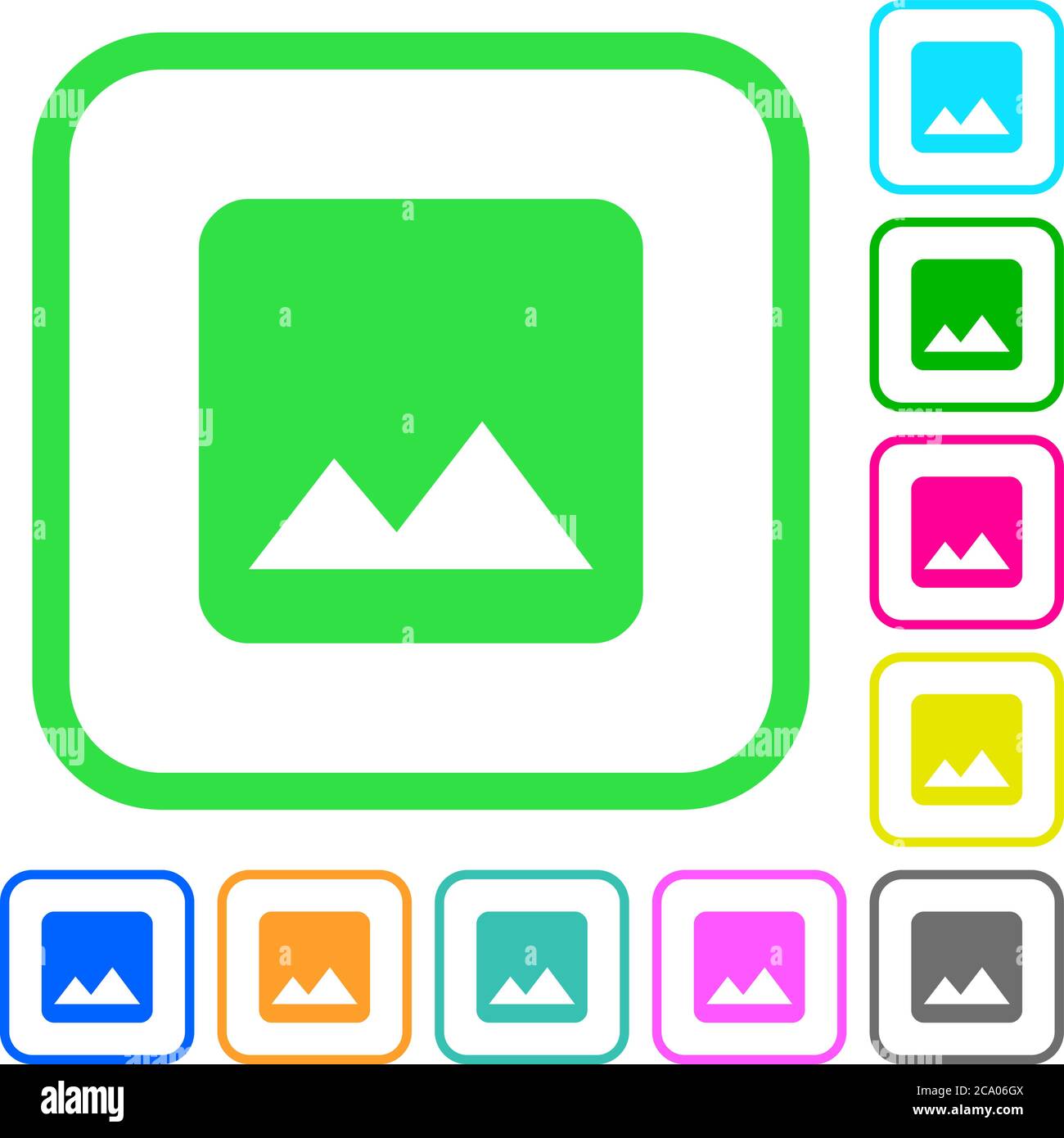 Image vivid colored flat icons in curved borders on white background ...