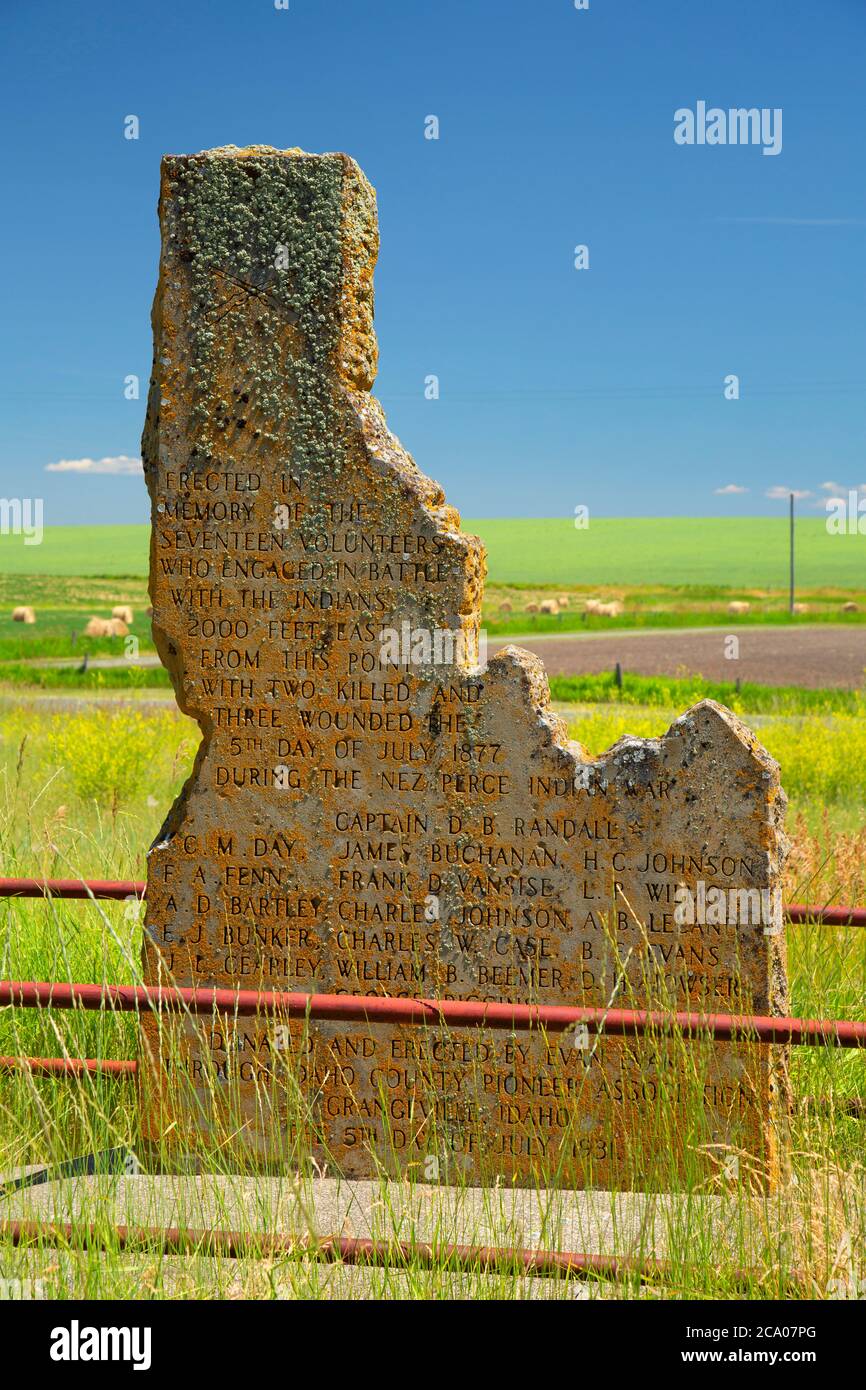 Soldier monument, Nez Perce National Historical Park, Idaho Stock Photo