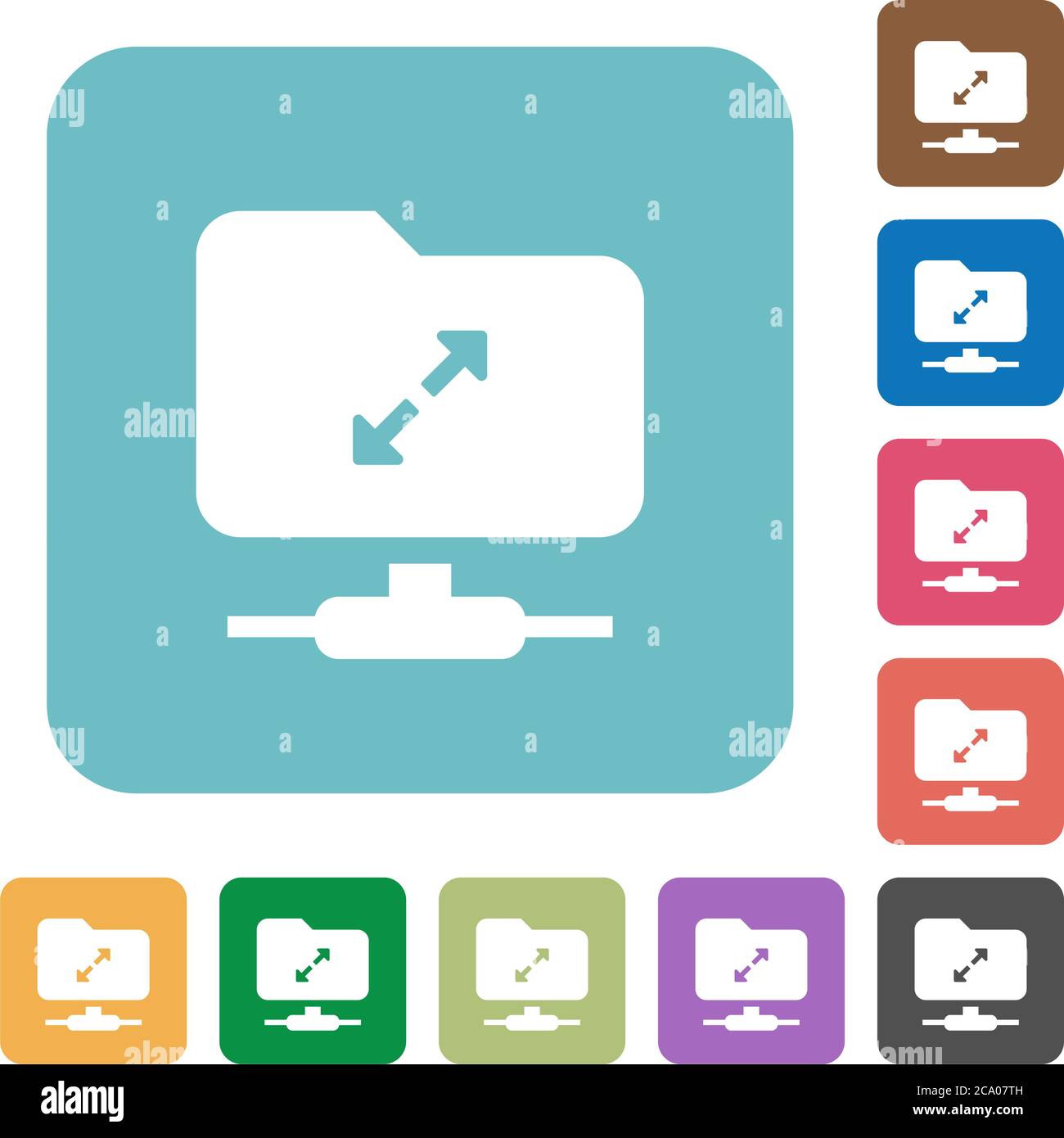 FTP uncompress white flat icons on color rounded square backgrounds ...