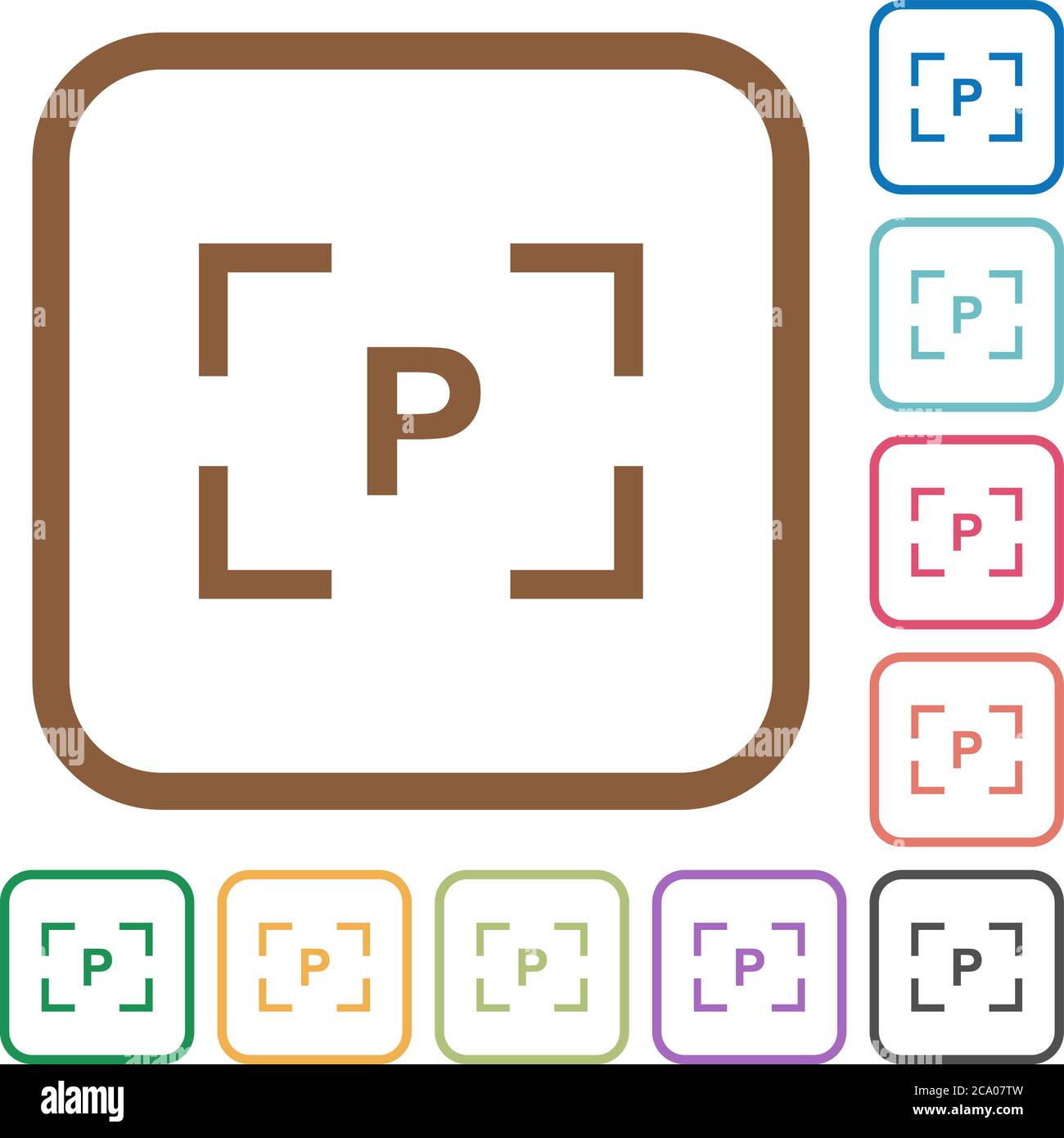 Camera program mode simple icons in color rounded square frames on ...