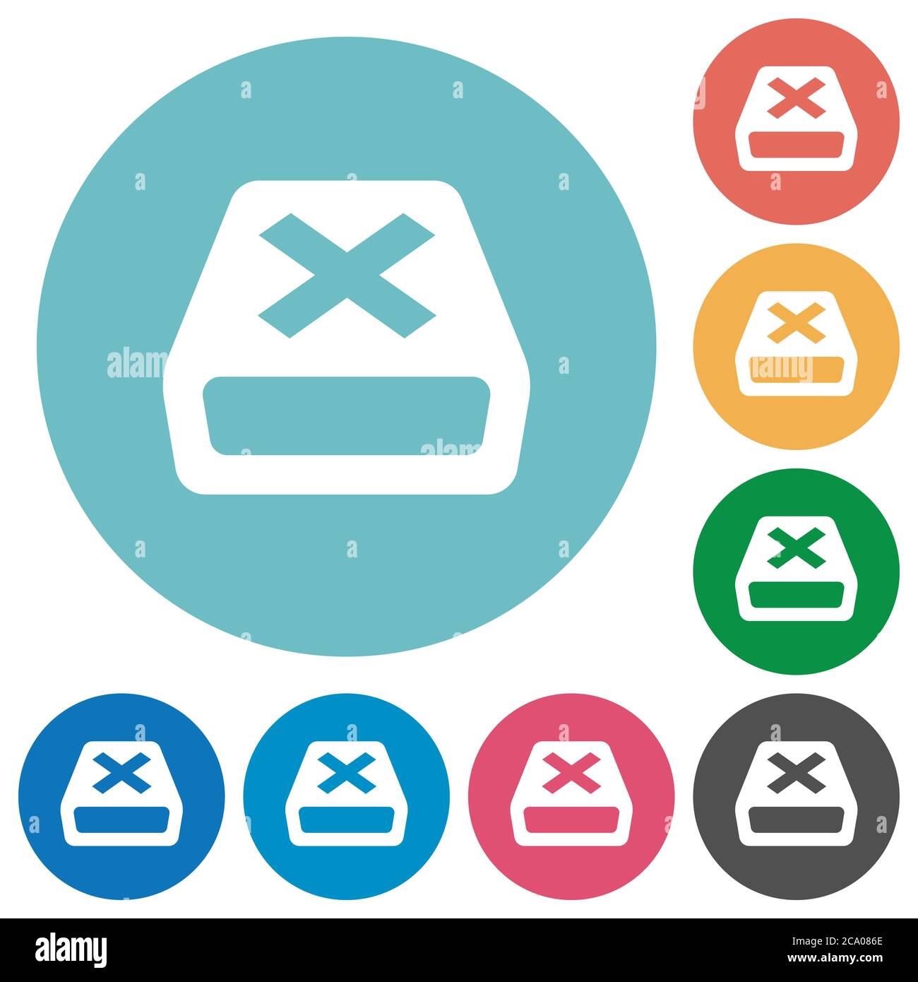 Uninstall flat white icons on round color backgrounds Stock Vector ...