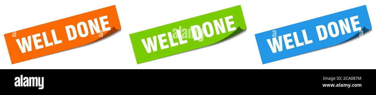 well done paper peeler sign set. well done sticker Stock Vector Image ...
