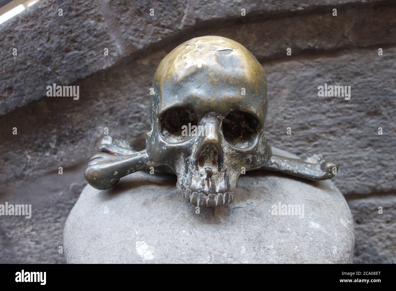 Skull sculpture in Naples city in Campania, Italy Stock Photo