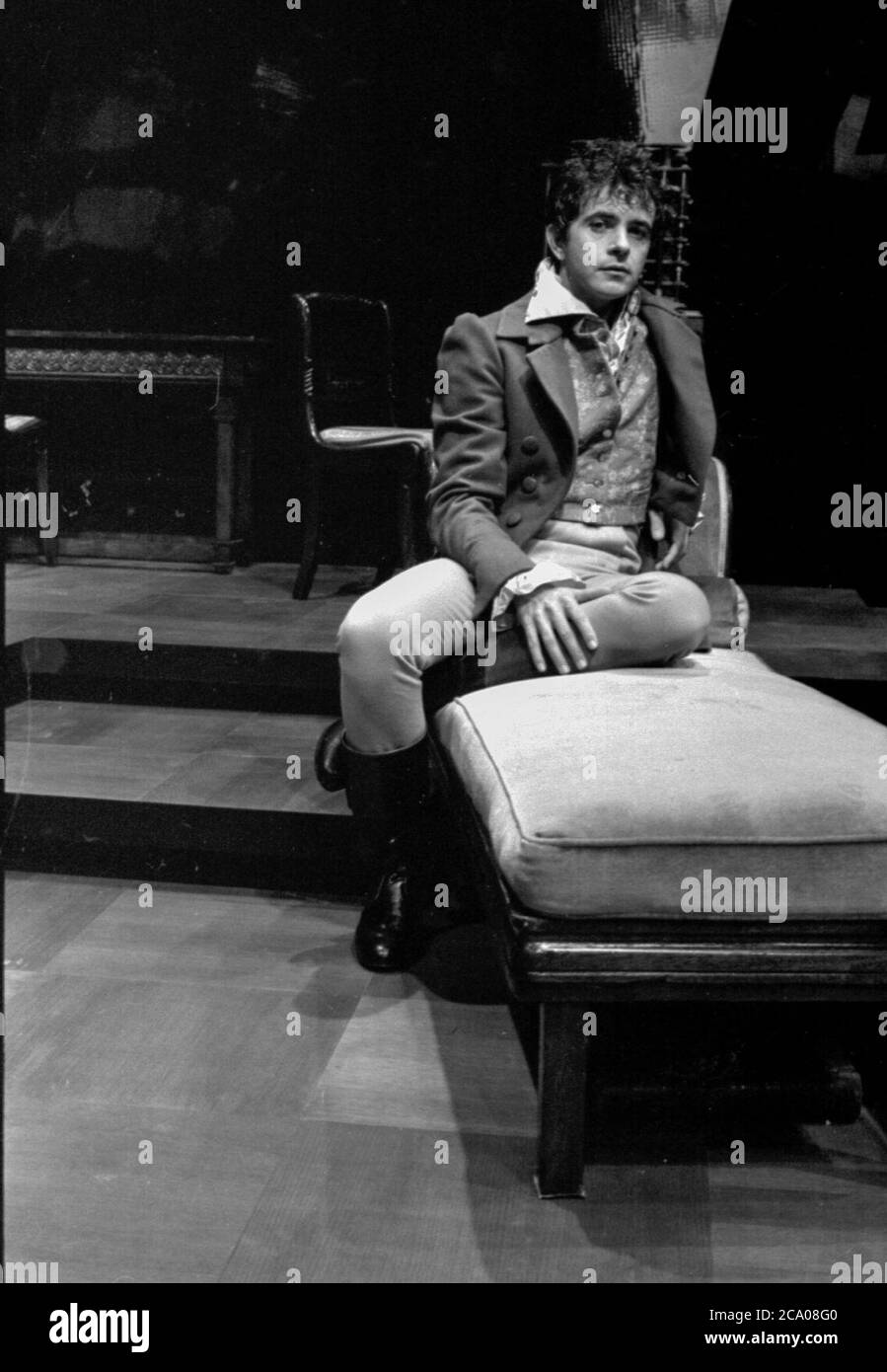 Singer, songwriter, actor and pop star David Essex on stage at the Young Vic in London as he appears in Childe Byron by Romulus Linney in 1981 Stock Photo