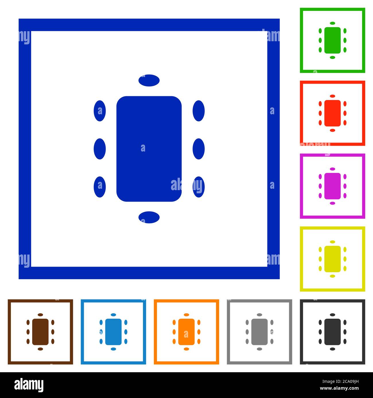 Meeting flat color icons in square frames on white background Stock ...