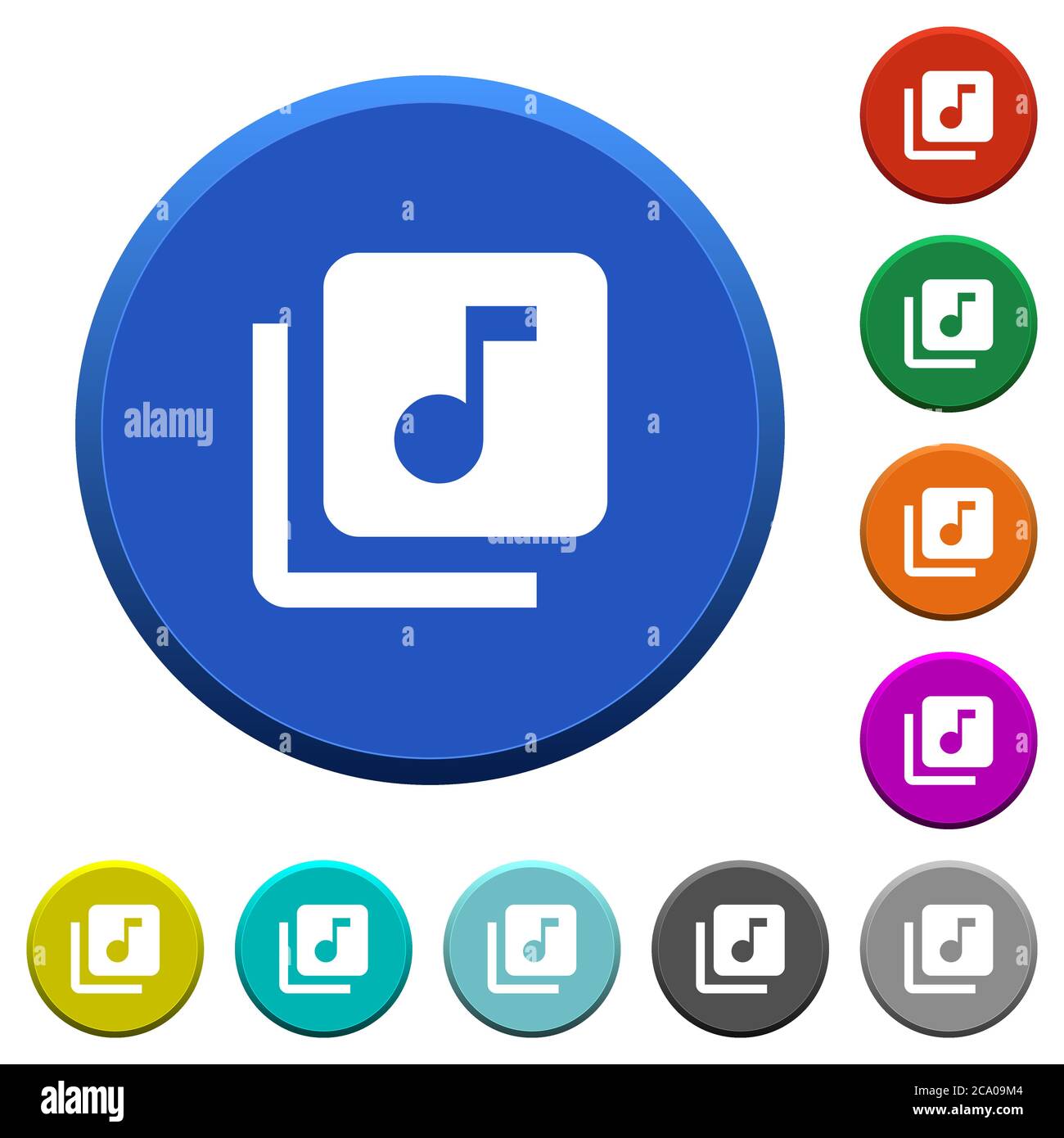 Music library round color beveled buttons with smooth surfaces and flat ...
