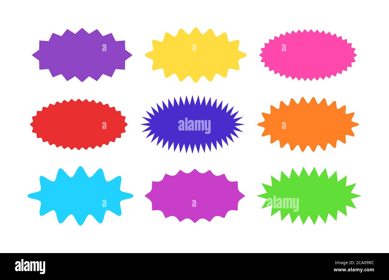 Starburst sticker set - collection of colorful special offer sale oval