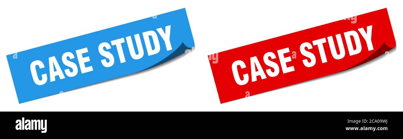 case study paper peeler sign set. case study sticker Stock Vector
