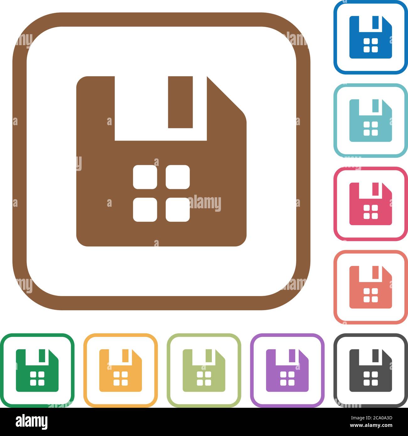 File components simple icons in color rounded square frames on white background Stock Vector
