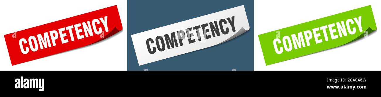 Competent Sign competency paper peeler sign set. competency sticker Stock Vector Image ...