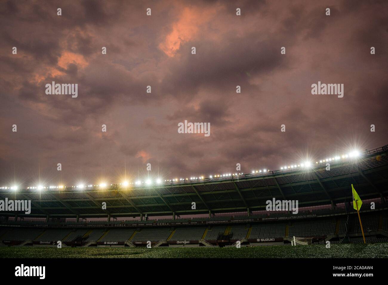 Turin, Italy - 29 July, 2020: General view shows stadio Olimpico Grande Torino at sunset prior to the Serie A football match between Torino FC and AS Roma. AS Roma won 3-2 over Torino FC. Credit: Nicolò Campo/Alamy Live News Stock Photo