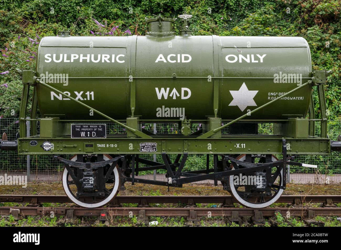 A preserved Sulphuric Acid Tank Wagon on display at the Docks in Bristol, England. Stock Photo