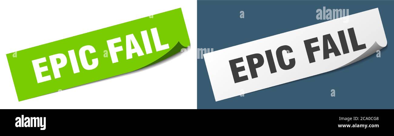 epic fail paper peeler sign set. epic fail sticker Stock Vector
