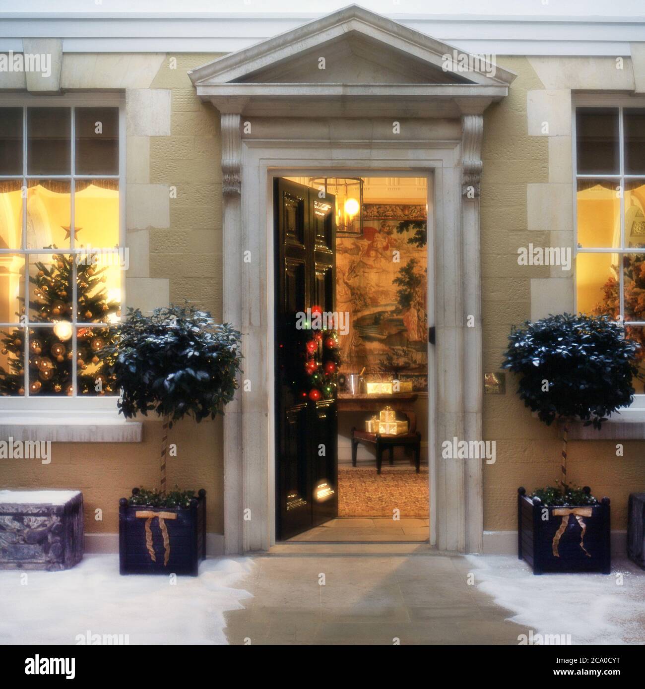 Georgian Front Door at Christmas time in UK Stock Photo