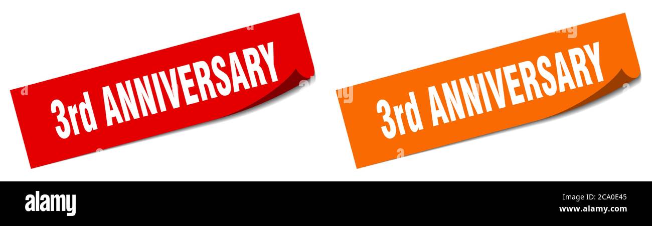 3rd anniversary paper peeler sign set. 3rd anniversary sticker Stock ...