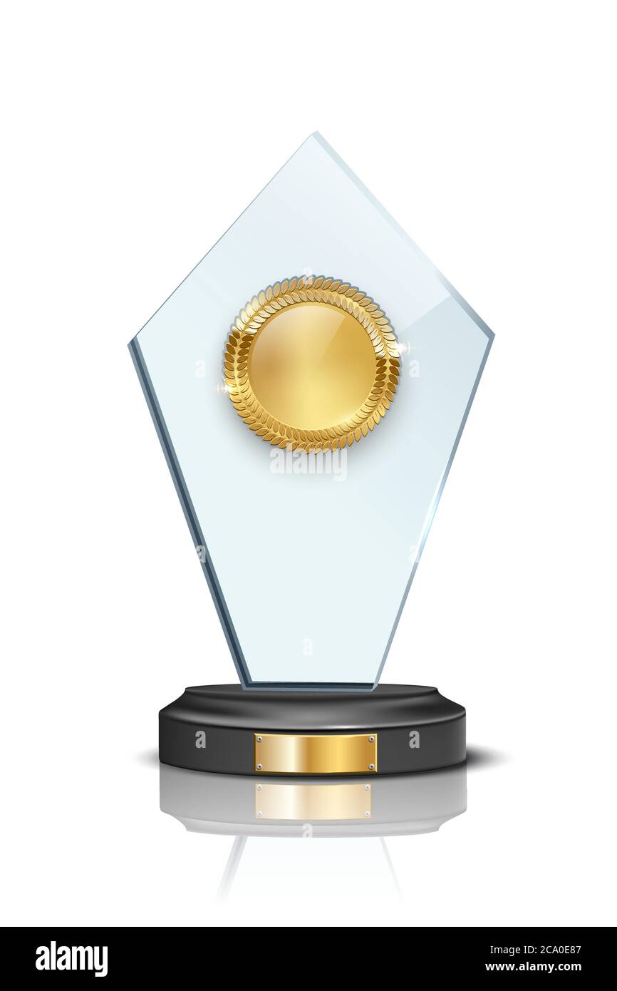 Glass award realistic vector illustration Stock Vector