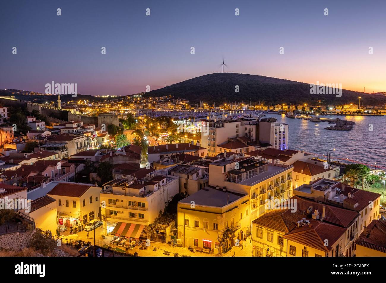 Cesme cityscape at Aegean sea coast, Turkey Stock Photo