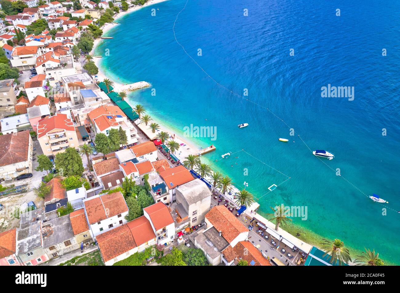 Makarska riviera turquoise beach aerial view, Dalmata region of Croatia Stock Photo