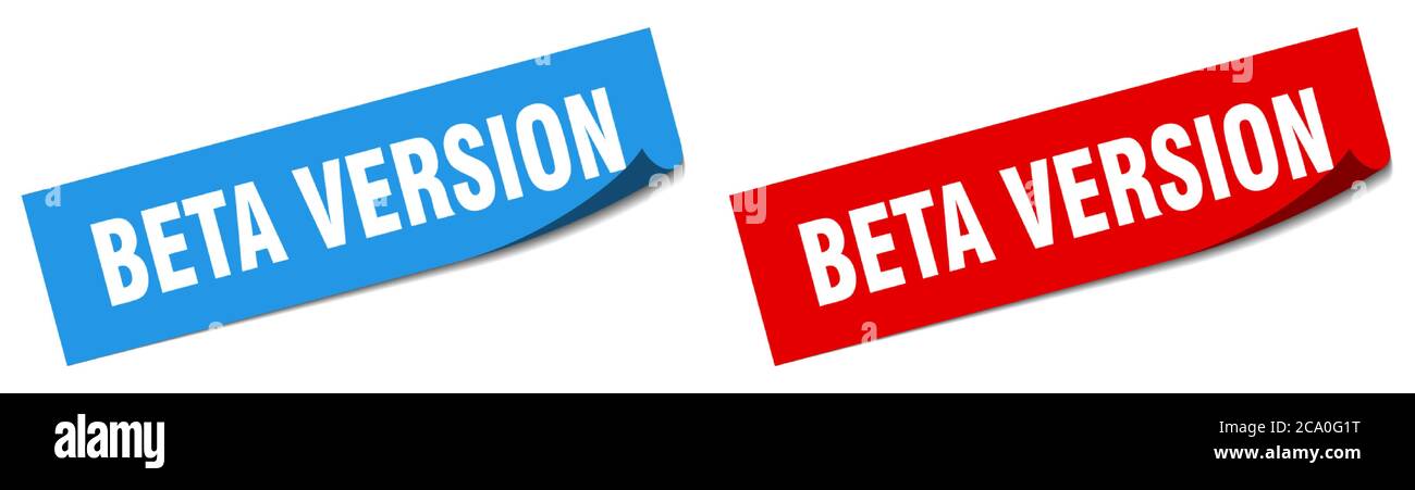 beta version paper peeler sign set. beta version sticker Stock Vector