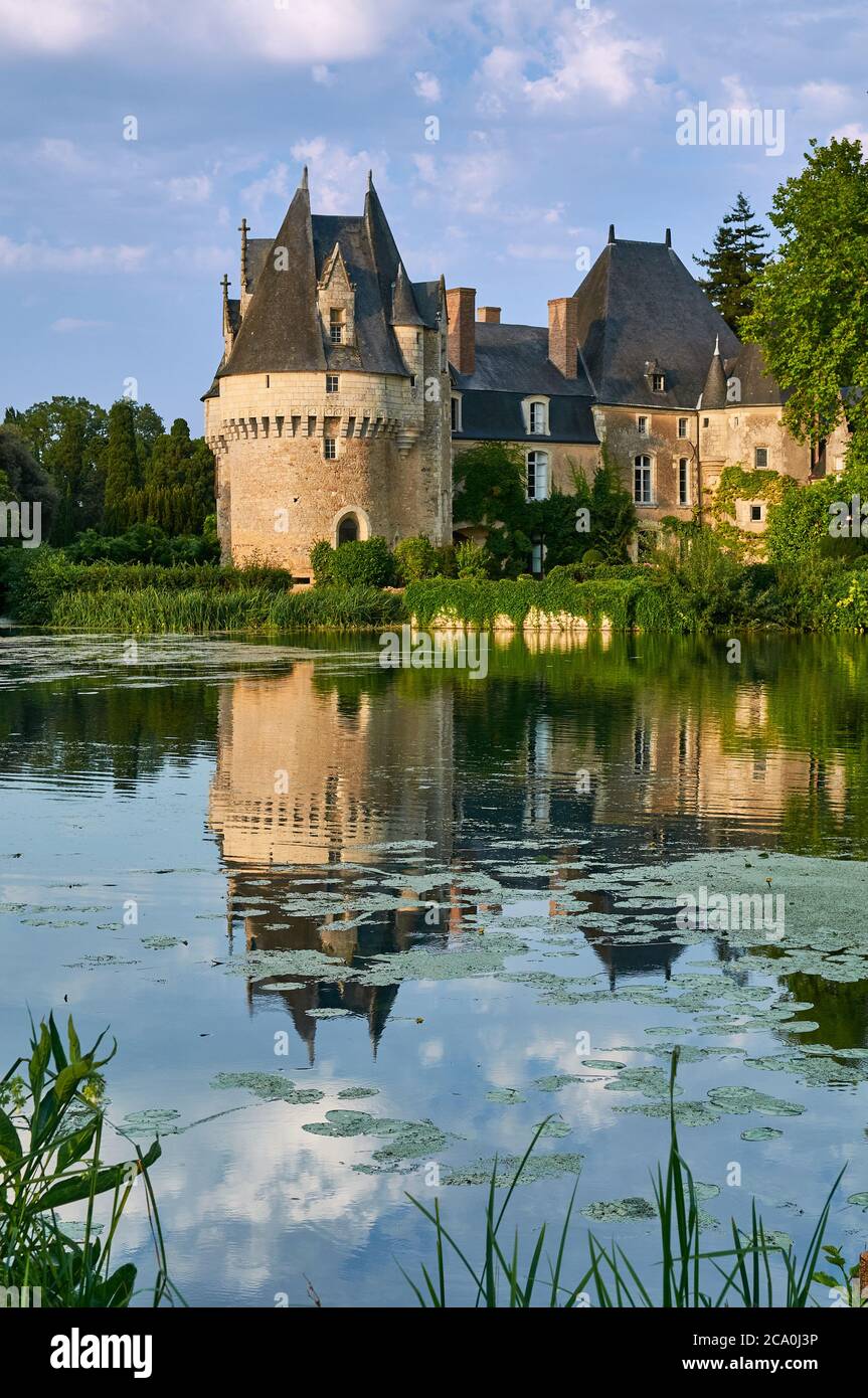 Château de Bazouges on the River Loir. Bazouges Cré sur Loir, Pays de la Loire, France, Europe Stock Photo