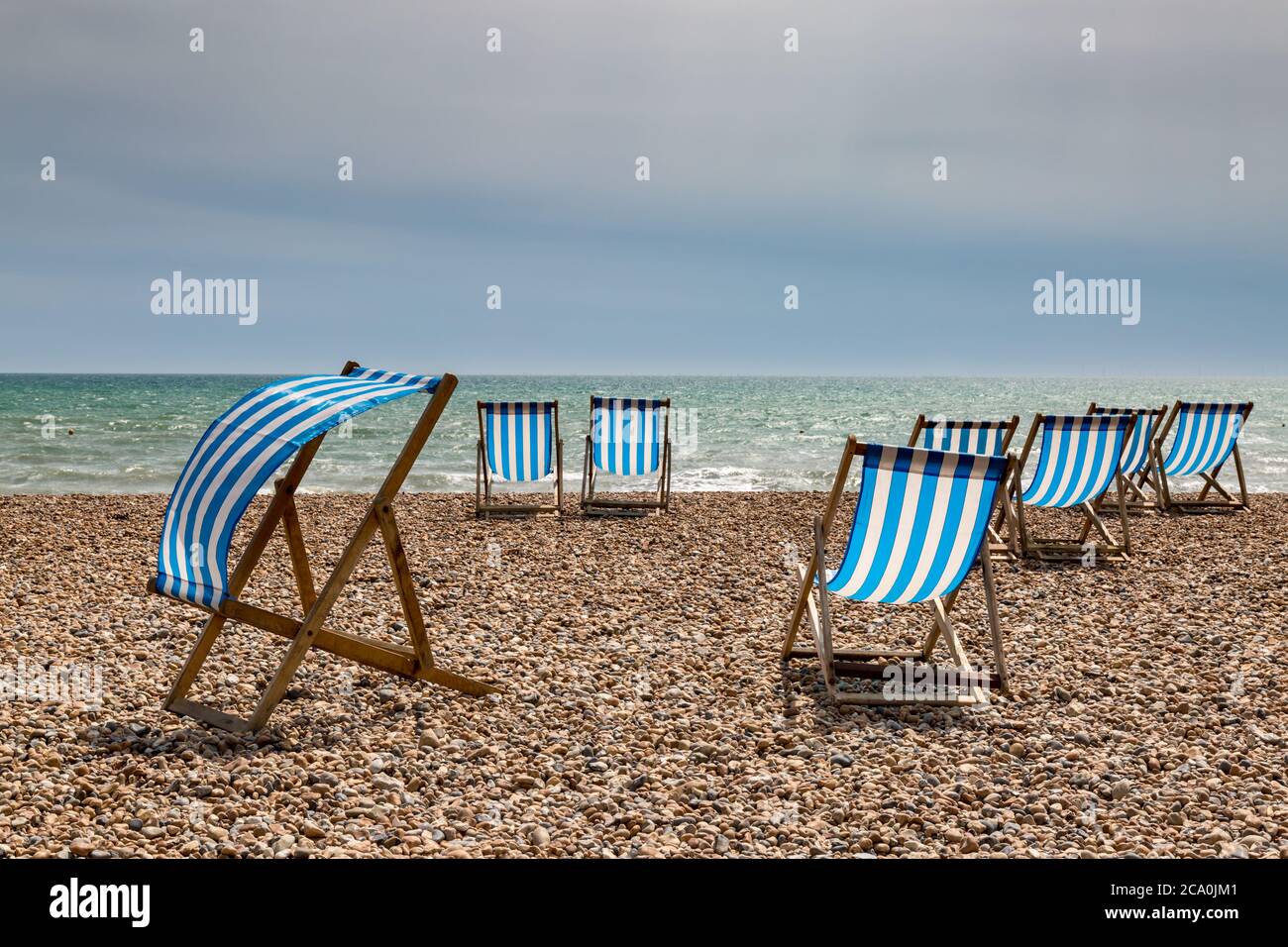 Deckchairs at Brighton Beach Stock Photo Alamy