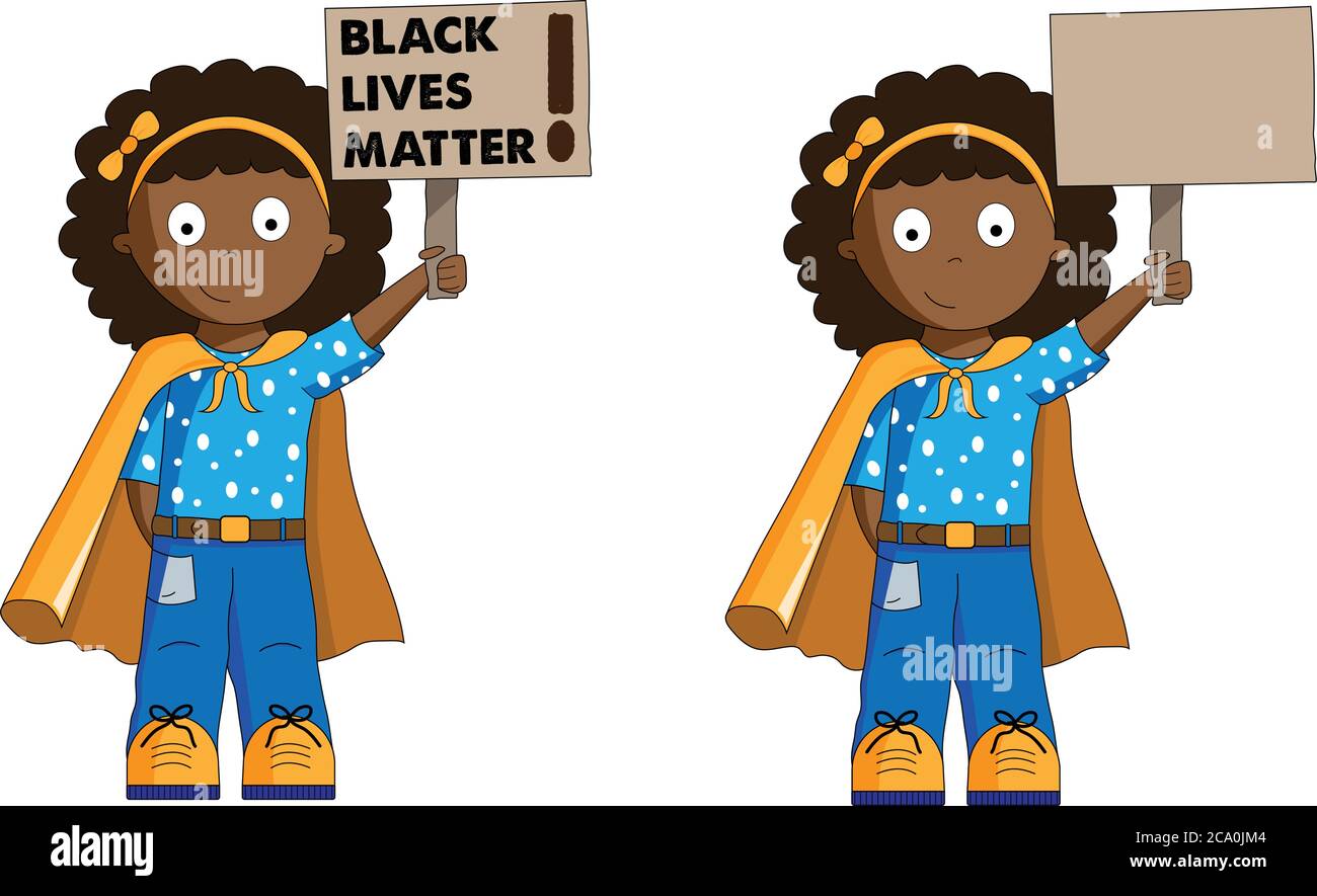African child holds black lives matter sign Stock Vector