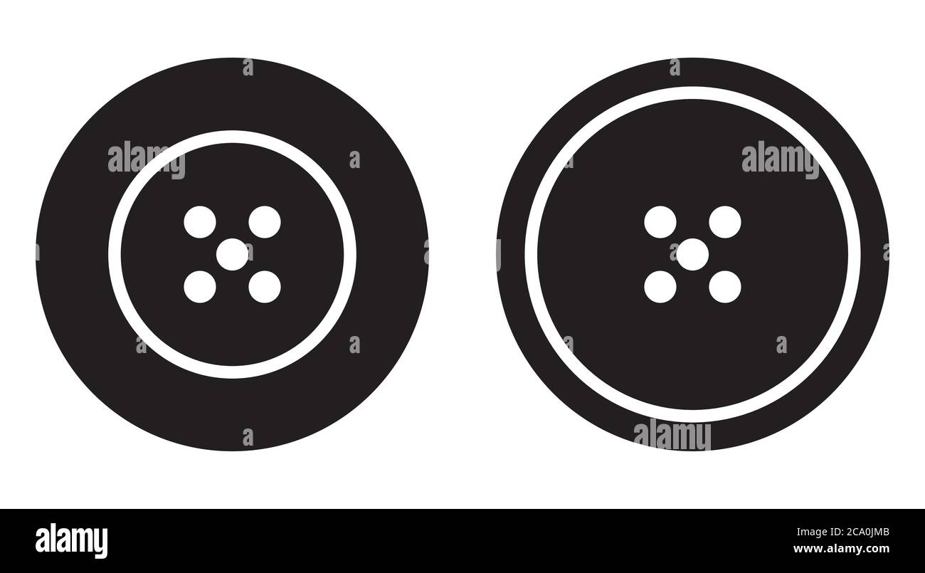 Sewing button icon set logotype. Vector isolated black clothing buttons vector logo Stock Vector