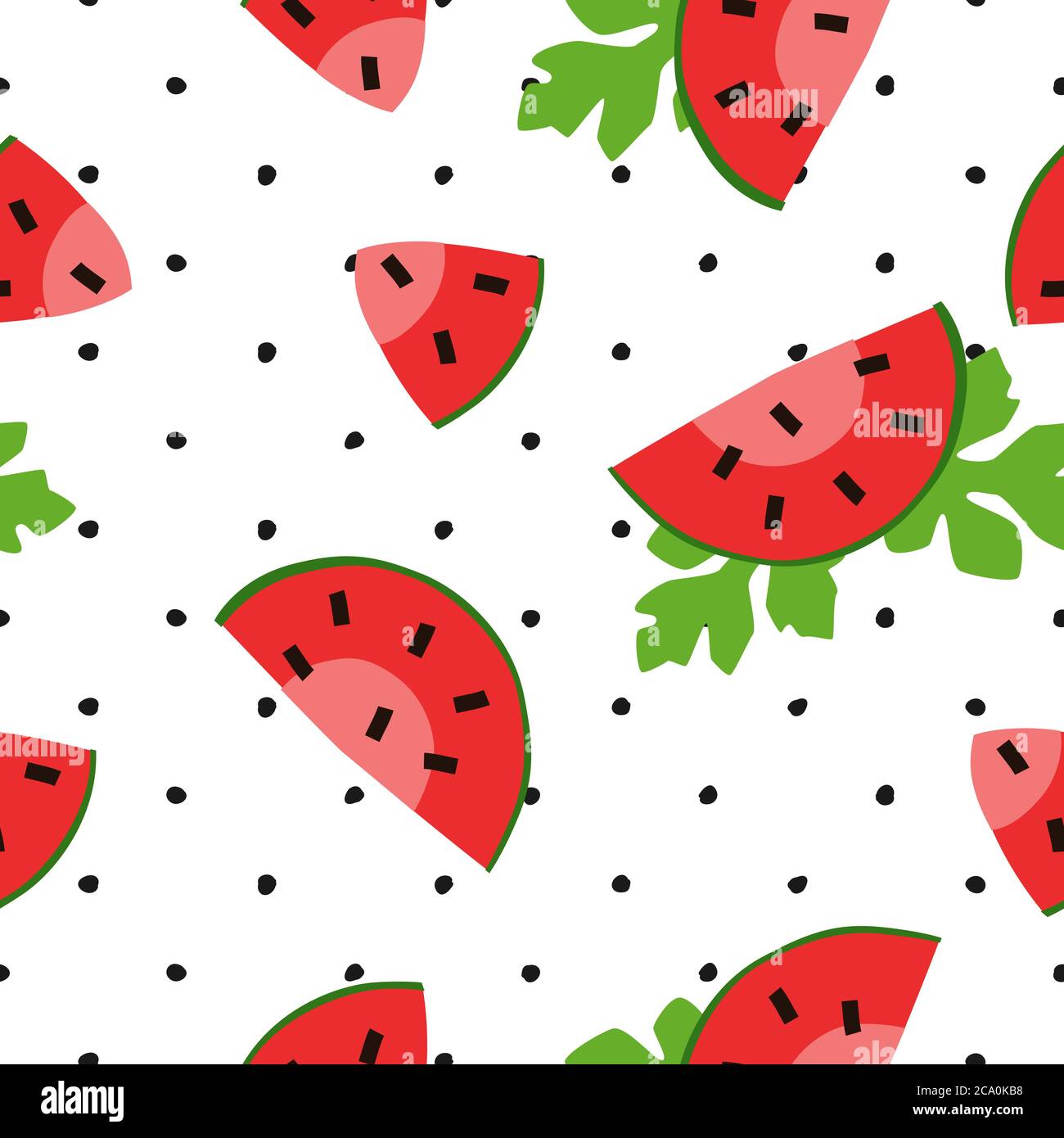 Fresh watermelon seamless vector pattern with slice and half. Texture ...