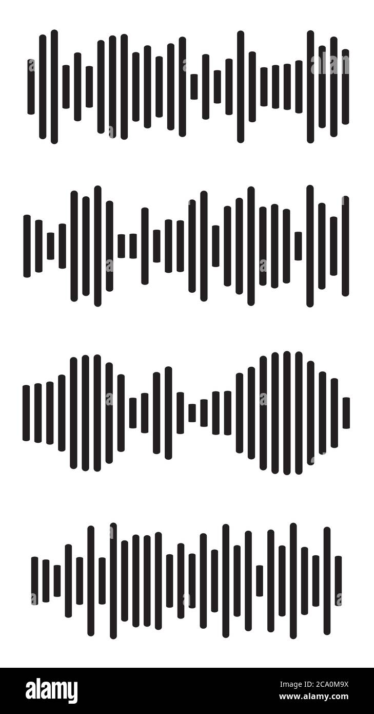 Equalizer charts icon set. Music signal frequency silhouette