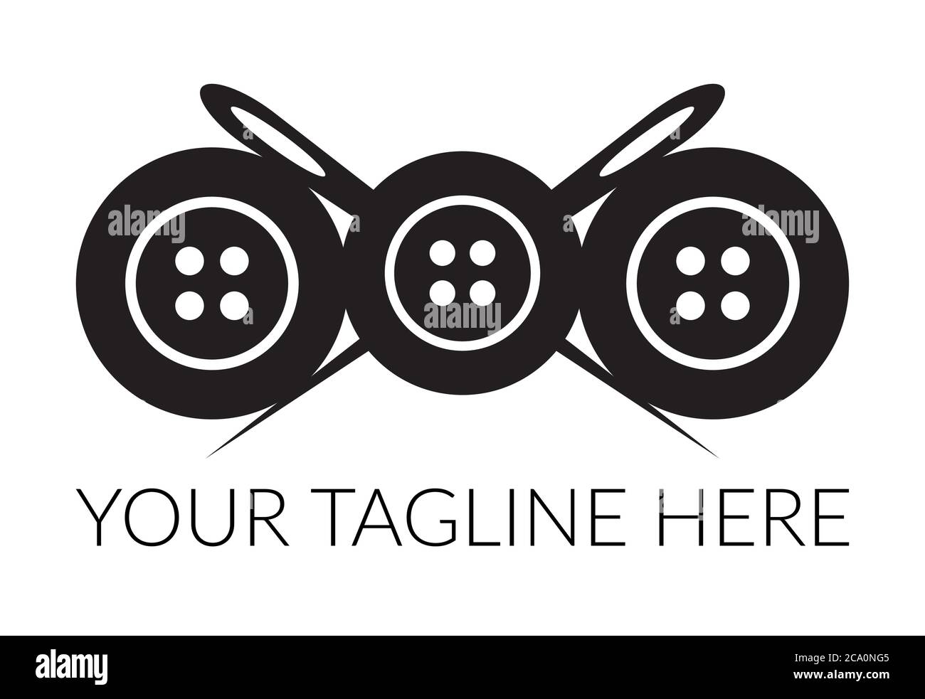 Tailor logotype crossed sewing needles with sewing buttons. Tailor logo ...